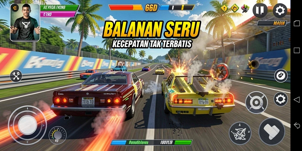 Tampilan gameplay Racing di 66D dengan aksi balapan yang mendebarkan.