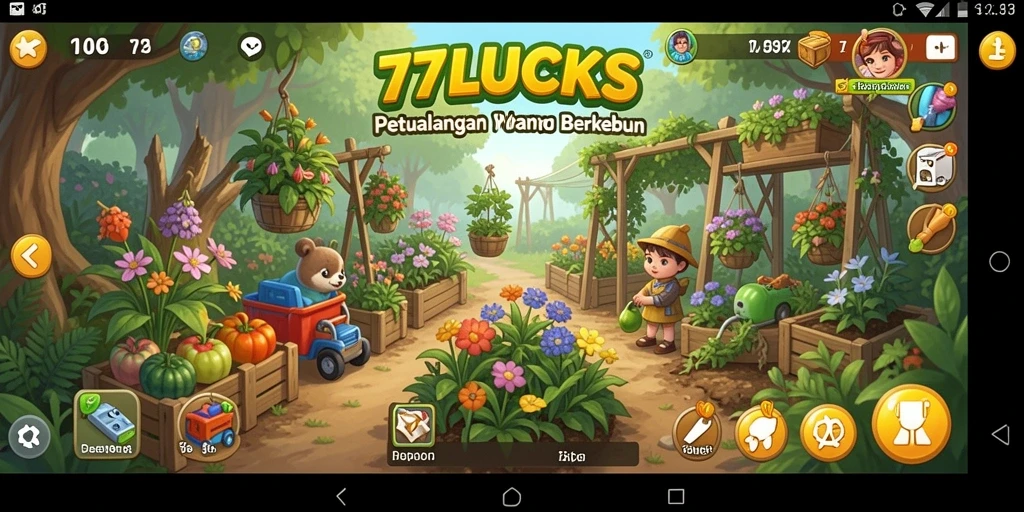 Gameplay seru di 77LUCKS saat berkebun di ladang.