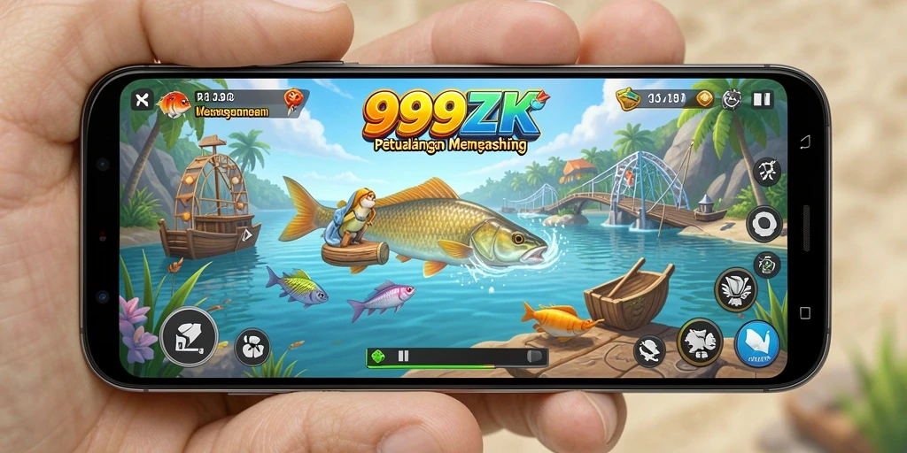 Gameplay memancing seru di 999ZK dengan berbagai jenis ikan.