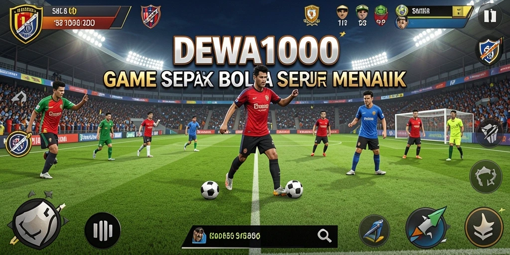 Tampilan gameplay seru di lapangan sepak bola.