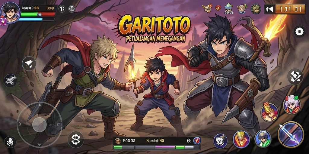 Tampilan gameplay GARITOTO dengan aksi seru karakter anime.