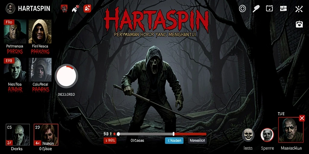 Tangkapan layar HARTASPIN menampilkan momen gameplay horor yang mendebarkan.
