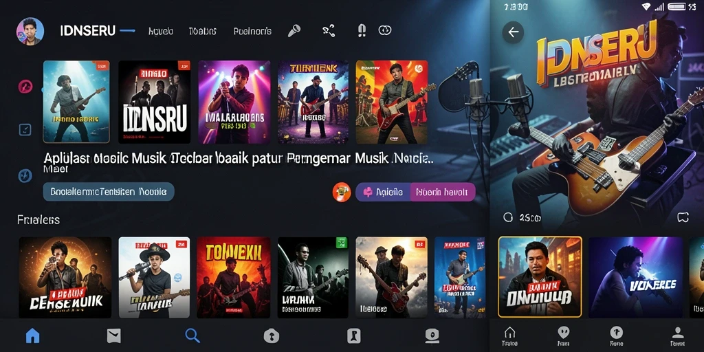 Tampilan utama IDNSERU dengan berbagai genre musik.