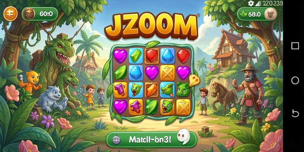 Tangkapan layar J200M menunjukkan keseruan gameplay Match-3 yang menantang.