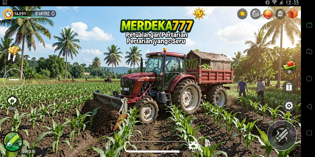 Tampilan screenshot gameplay MERDEKA777 dengan aktivitas pertanian yang menyenangkan.