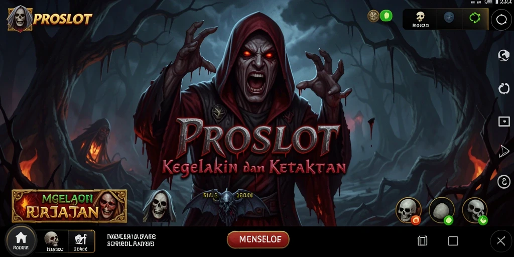Screenshot menampilkan aksi ketegangan dalam PROSLOT saat pemain menghadapi kegelapan.