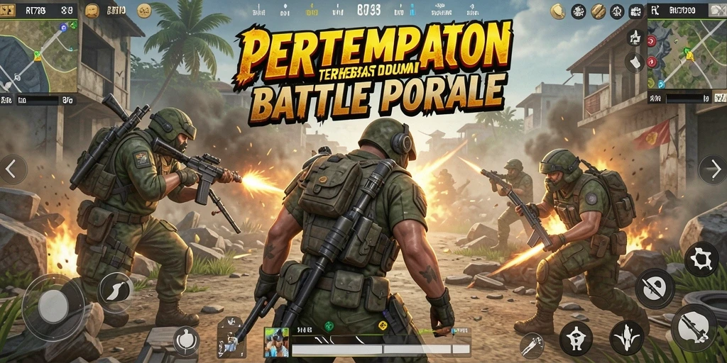 Screenshot gameplay RR789 menampilkan aksi epik dalam pertarungan Battle Royale.
