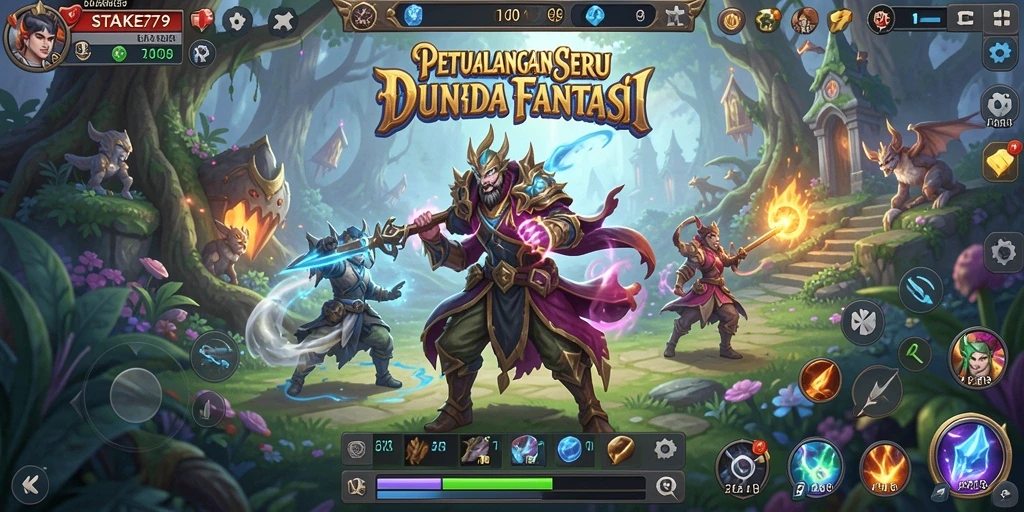 Tampilan in-game menampilkan petualangan epik di dunia fantasi.