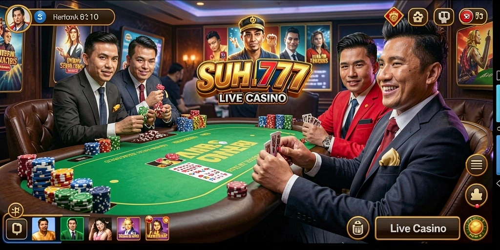 Tampilan gameplay Live Casino yang mendebarkan di SUHU777.