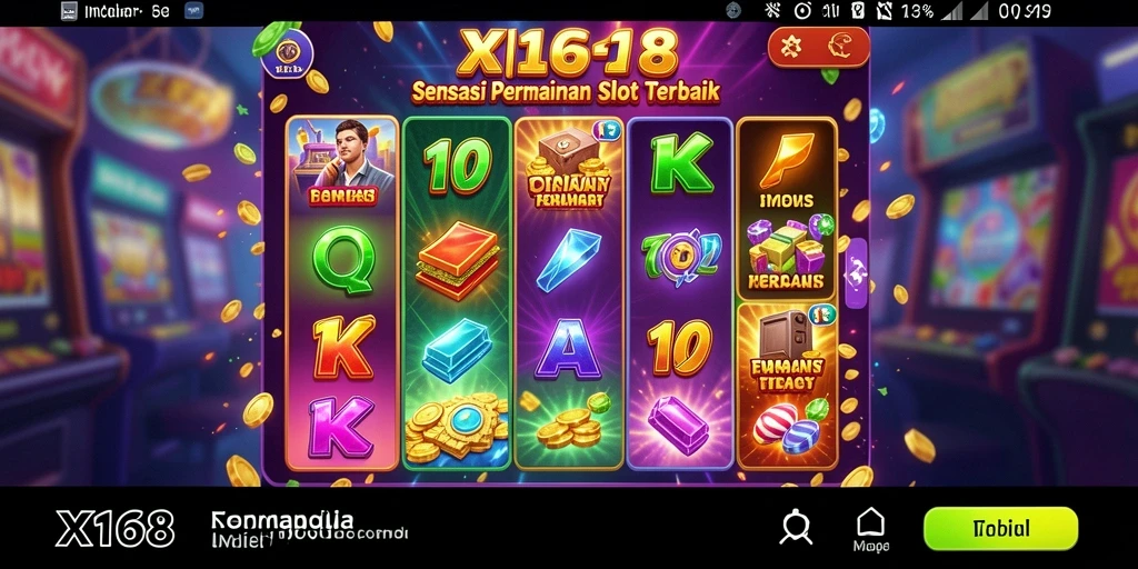 Tampilan menarik dari permainan Slot X168 dengan berbagai tema.